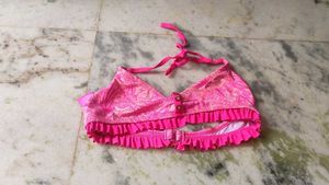 Pink Ruffled Bikini Top