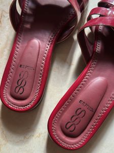 Red Patent Slide Sandals