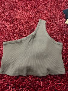 NA-KD One Shoulder Ribbed Crop Top