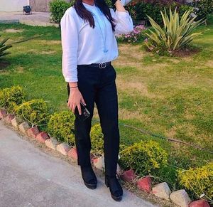 White Mandarin Collar Shirt