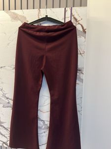 Flared Maroon Pants Gold Buttons, Waist- 26/28