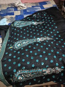 Elegant Black Embroidered Saree