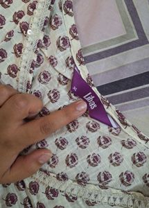 Floral Cotton Kurta/ethnic dress with Tassel