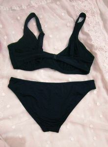 Classic Black Tie-Front Bikini Set