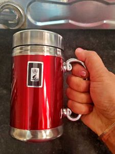 Red Metallic Travel Mug with Handle