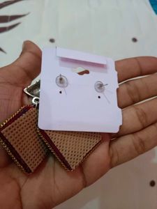 Maroon Diamond Dangle Earrings