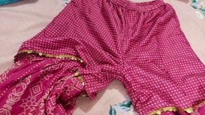 Vibrant Pink Polka Dot sharara set