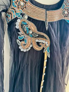 Vintage Black Anarkali Gold Embellishments