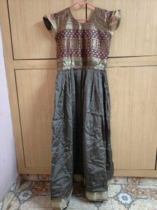 Long Flared Silk Gown