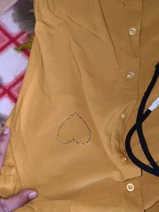 Mustard Yellow Button-Up Tunic with Embellishment
