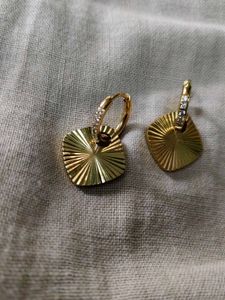 Gold Sunburst Dangle Earrings