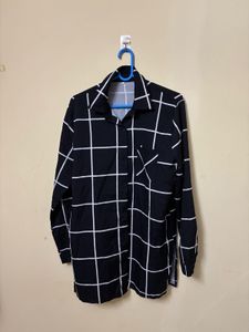 Black & White Plaid Button-Up Shirt