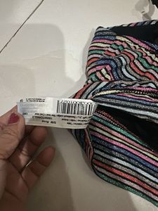 Sparkly Striped Tie-Front Crop Top