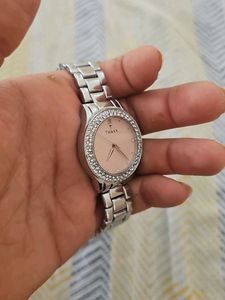 Traxx Women's Pink Dial Crystal Watch