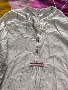 BIBA maroon Striped khadi Cotton Kurta