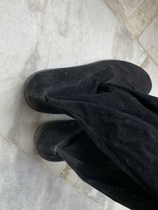 Black Suede Knee-High Boots