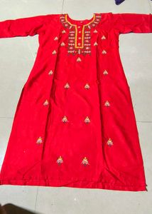 Beautiful Red Embroidered Kurta