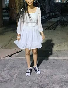 Chic White Mini Dress with Puff Sleeves
