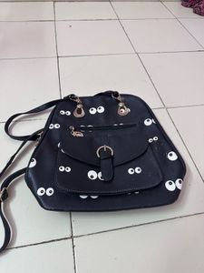 Cute Black Eye Print Handbag