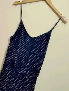Navy Blue Polka Dot Jumpsuit For 34 Bust