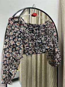 BERSHKA Bohemianl Floral Print Crop Top