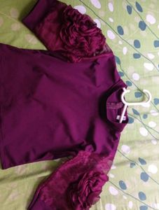 Purple Floral Sleeve Top
