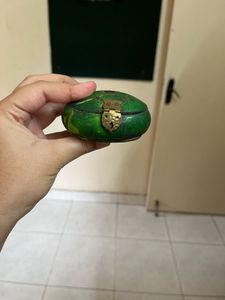 Vintage Green Carved Trinket Box