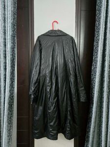 Black Faux Leather Long Coat fits M~L