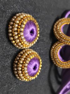 Handmade Purple &amp; Gold Earrings