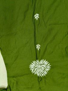 Green Kurta Set with White Embroidery