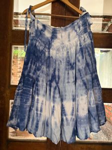 Boho Tie-Dye Mirror Work Midi Skirt