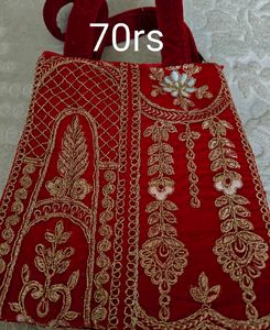 Embroidered Red Clutch Combo Set
