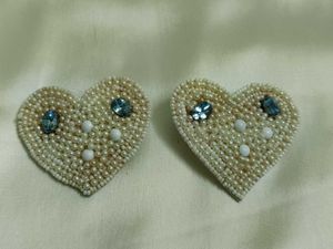 Off White Heart Earrings