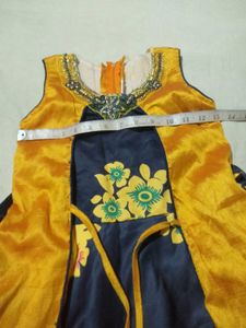 Girls' Festive Yellow &amp; Navy Floral Dress
