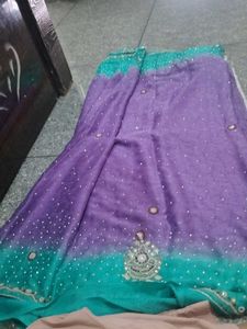 double side. saree with 2 colour  purple, see gree