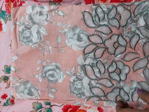 Elegant Floral Print Kurta Set(unstitched)