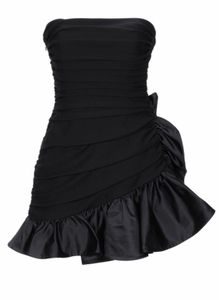 Elegant Black Strapless Ruched Dress