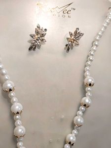 Elegant Pearl Necklace &amp; Earring Set