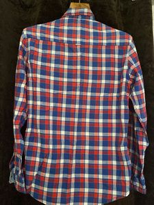 Men's Red &amp; Blue Plaid Long Sleeve Shirt