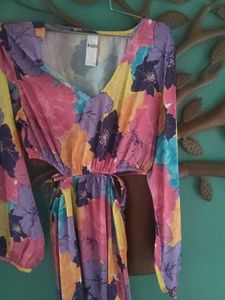 Vibrant Floral Cut-Out Maxi Dress