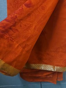 Vibrant Orange Floral Saree