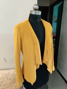 Zara Mustard Suede Waterfall Jacket