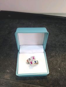 Colourfull Diamond Ring Pure Silver 925