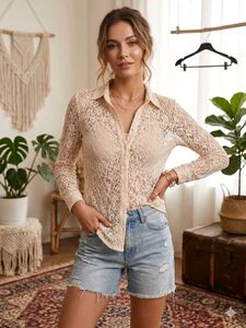 🎉Buy1 Get1 Free🎉Lace Sheer Shirt P
