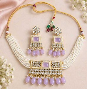 Elegant Pearl & Stone Necklace Set