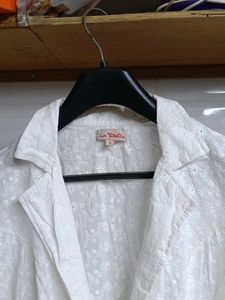 White Broderie Anglaise Blazer Top