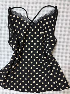 Polka Dot Cami with Lace Trim