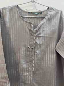 Grey Silver Stripped Kurti