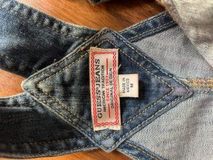 GUESS JEANS Distressed Denim Short Overalls