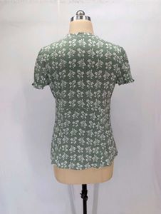 Floral Print V-Neck Button-Up Blouse